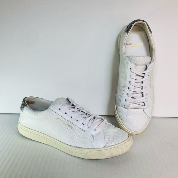 YSL Saint Laurent Andy Low Top Leather Sneakers COA 36.5 IT / 6.5 US Authentic - Picture 3 of 11